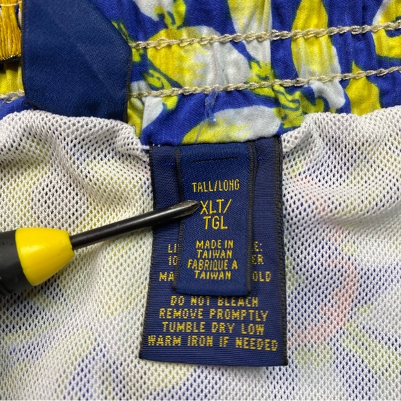 Polo Ralph Lauren Swim Trunks Men's XL Tall Blue Floral Lined Pockets Drawstring - Picture 9 of 16